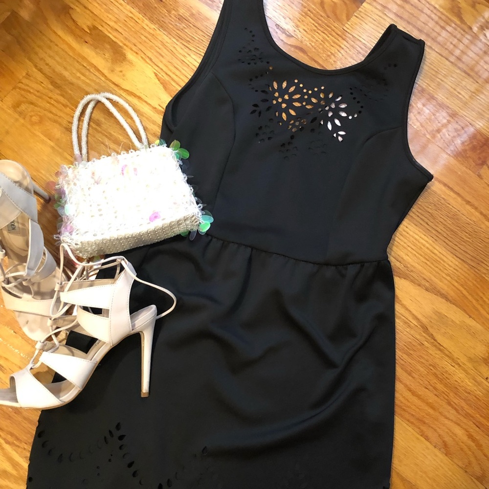 Black Eyelet Detail Dress